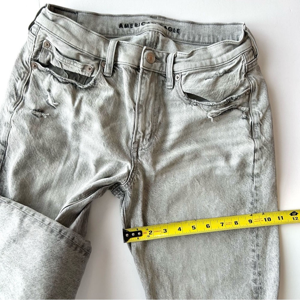 🍒(A461) Women’s American Eagle Jeans. Light Gray Distressed Wash. Size: 6 Long - Picture 11 of 15